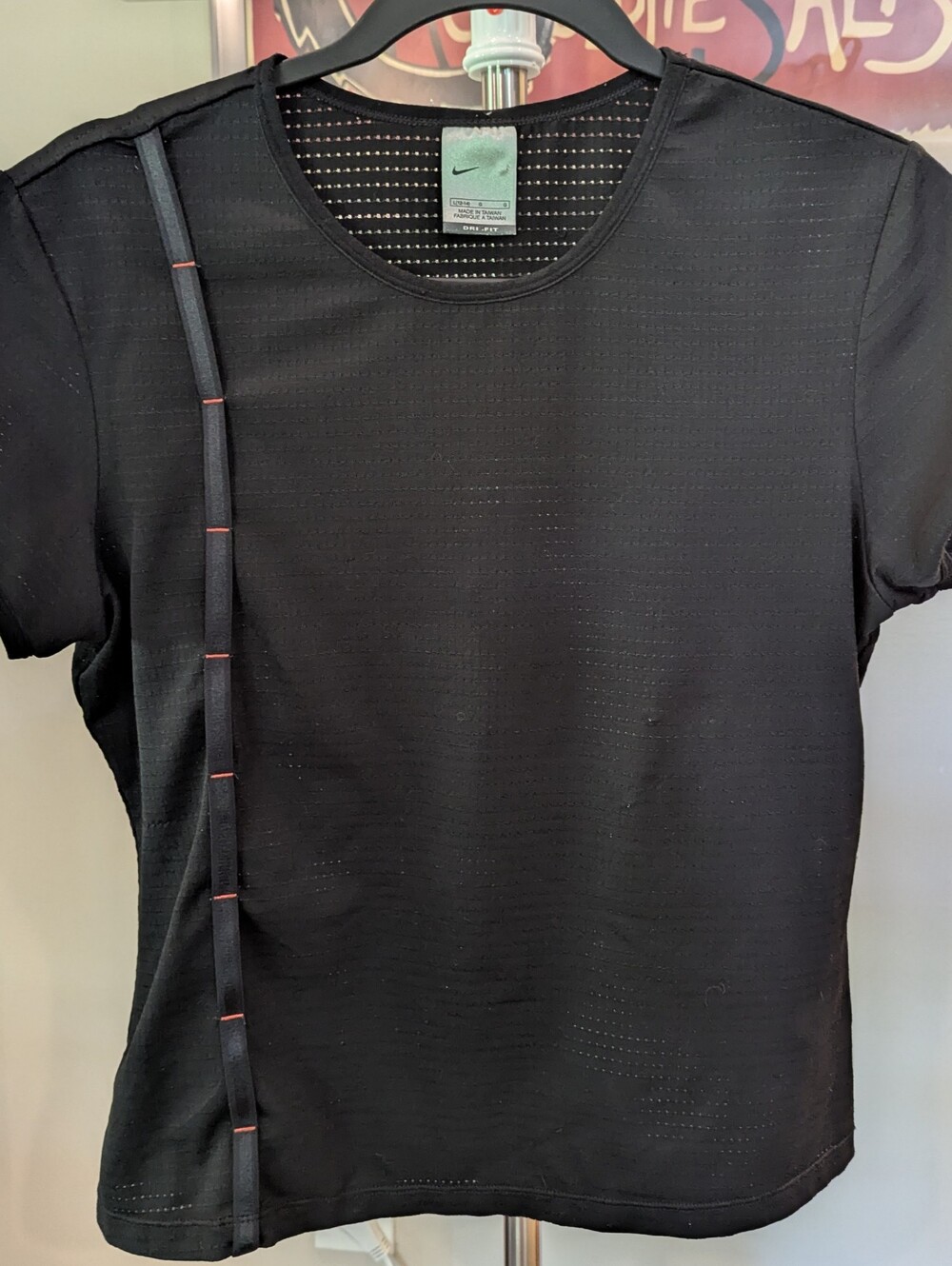 $20 Vintage Nike Dri-FIT Women's L - Black Mesh Short Sleeve Top EUC Y2K